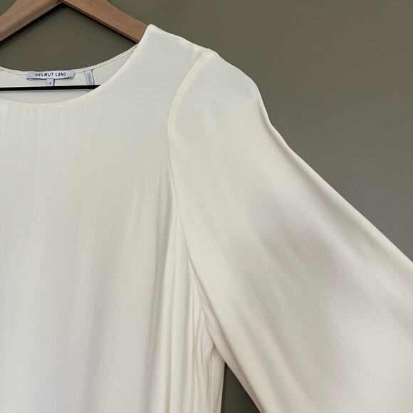 Helmut Lang Long Sleeve Crepe Shift Dress Ivory Cream Size Small Chic Clean Girl - Picture 10 of 16